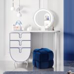 Vesgantti Foot Stool Ottoman, Cube Ottoman, Square Woven Upholstered Velvet Ottoman, Modern Foot Rest Stool, Padded Footstool for Living Room, Bedroom, Entryway (Blue)