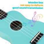 HUAWIND Soprano Ukulele For Beginners Four String Hawaiian Ukelele Start Pack Light Blue Ukelele