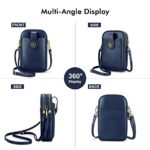 Peacocktion Leather Small Crossbody Bags for Women, Cell Phone Bag Wallet Purse with Card Slots, Navy Blue