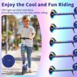 BELEEV Scooters for Kids with Light-Up Wheels & Stem & Deck, 2 Wheel Folding Scooter for Girls Boys, 4 Adjustable Height, Lightweight Kick Scooter with Kickstand for Children Ages 3-12 (Blue)