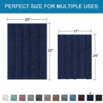 H.VERSAILTEX Navy Blue Bathroom Rugs 2 Piece, Bath Mat Set Slip-Resistant Extra Absorbent Soft and Fluffy Striped Chenille Bath Rugs, Floor Mats Dry Fast Machine Washable (20″ x 32″/17″ x 24″)