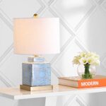 JONATHAN Y JYL3044A Catherine 22″ Ceramic/Metal Ginger Jar LED Table Lamp Contemporary Transitional Bedside Desk Nightstand Lamp for Bedroom Living Room Office College Bookcase, Blue/White
