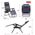 PayLessHere Set of 2 Lounge Chair Textilene Adjustable Beach Chair Zero Gravity Chair Folding Lawn Patio Chair with Removable Pillow and Cup Holder for Poolside Backyard Lawn Beach,Blue