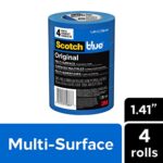 ScotchBlue Original Multi-Surface Painters Tape, 1.5 Inch Wide (1.41 In. x 60 Yds) 4 Rolls, Blue Paint Tape Protects Surfaces and Removes Easily, Masking Tape for Indoor and Outdoor Use (2090-36EP4)