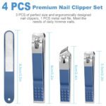 Nail Clippers for Men Women, 4 PCS Nail Clipper Set, Premium Toenail Clippers, Fingernail Clipper, Ultra Sharp Toe Nail Clippers, Nail Cutter, Finger Nail Clippers Adult, Blue