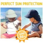OLIKER 2 Pack Baby Sun Hat with Breathable Mesh, UPF 50+ Quick Drying Unisex Baby Toddler Sun Hat for Summer Beach Swim (6-24M Gray Green + Navy Blue)