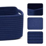 MiniArk Shelf Storage Baskets for Organizing | Closet Organizer Bins | Small Baskets | Toy Basket | Cute Decorative Basket | Cube Storage Bin | Woven Rope Basket | 13×8.5×5.1” | 3 Packs Navy Blue