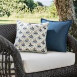MIULEE Outdoor Waterproof Throw Pillow Covers Block Print Pillowcases Boho Floral Accent Decorative Cushions for Patio Funiture Garden Couch Bench Set of 2, 18×18 Inch, Blue Grey
