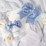 Ribbli Dusty Blue Double Faced Satin Wired Ribbon 1.5 Inch Blue Christmas Ribbon for Gift Wrapping Wreaths Garland Tree Decoration Crafts Home Decor-Continous 10 Yards