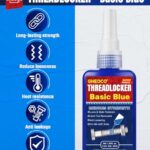 ThreadLocker Blue, Thread Lock Medium Strength Lock Tight for Nuts, Bolts, Fasteners and Metals, Anaerobic Curing Metal Glue to Prevent Loosening and Corrosion (medium-50ml)