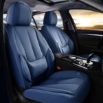 Coverado Car Seat Covers Full Set, Seat Covers for Cars, Car Seat Cover, Car Seat Protector Waterproof, Nappa Leather Car Seat Cushion, Car Seat Covers Front Seats and Back Fit for Most Cars Blue
