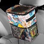 HOTOR Car Trash Can with Lid and Storage Pockets – 100% Leak-Proof Organizer, Waterproof Garbage Can, Multipurpose Trash Bin for Car, 2 Gallons, Blue Flower