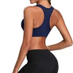 Oalka Women’s Racerback Sports Fitness Support Workout Running Bras Navy Blue L